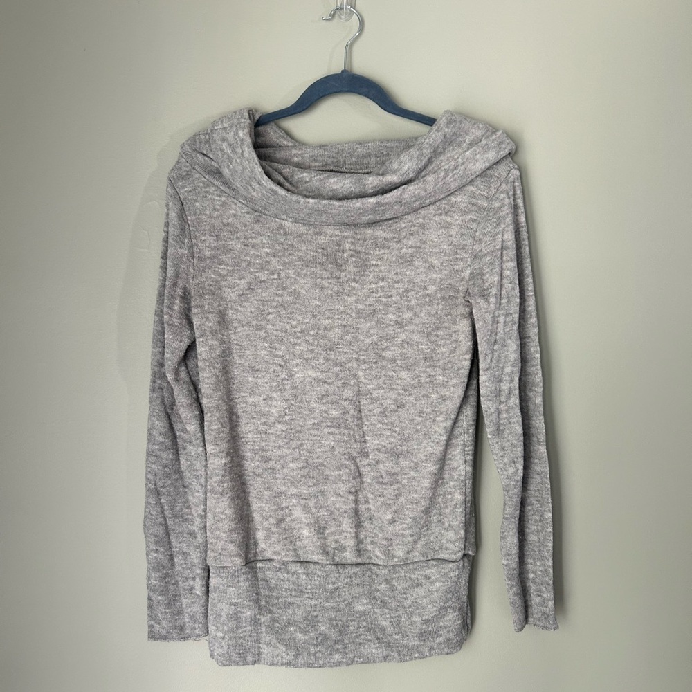 Cozy Gray Cowl Neck Sweater | Women’s Small | Classic Chic Layering Top
